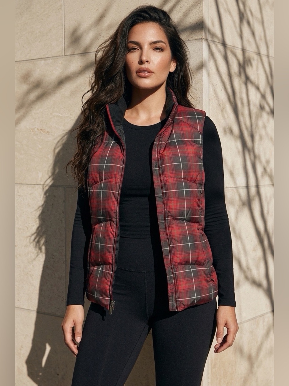 Eddie Bauer Woman’s Quilted Plaid Puffer Vest w/Premium Goose Down in M